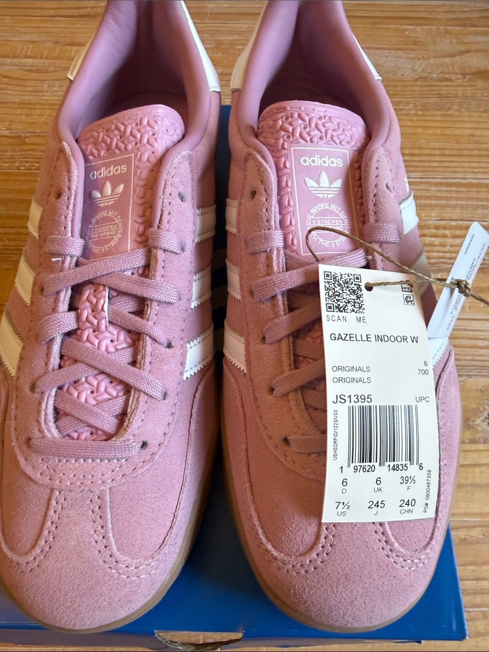 adidas Gazelle Women's Pink Suede Sneakers with White Stripes JS1395 - Picture 2 of 7